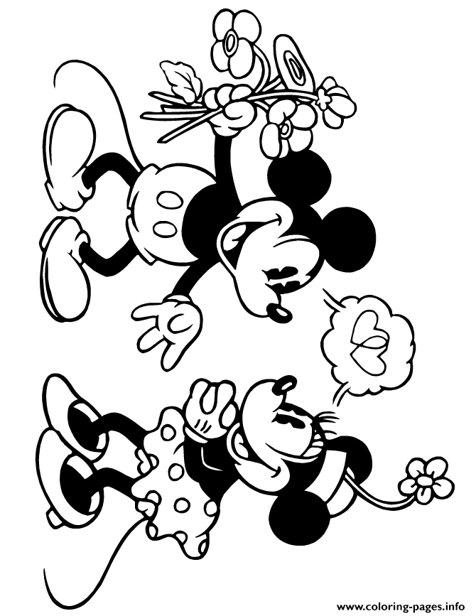 Classic Mickey And Minnie Mouse Love Disney Coloring Pages ...
