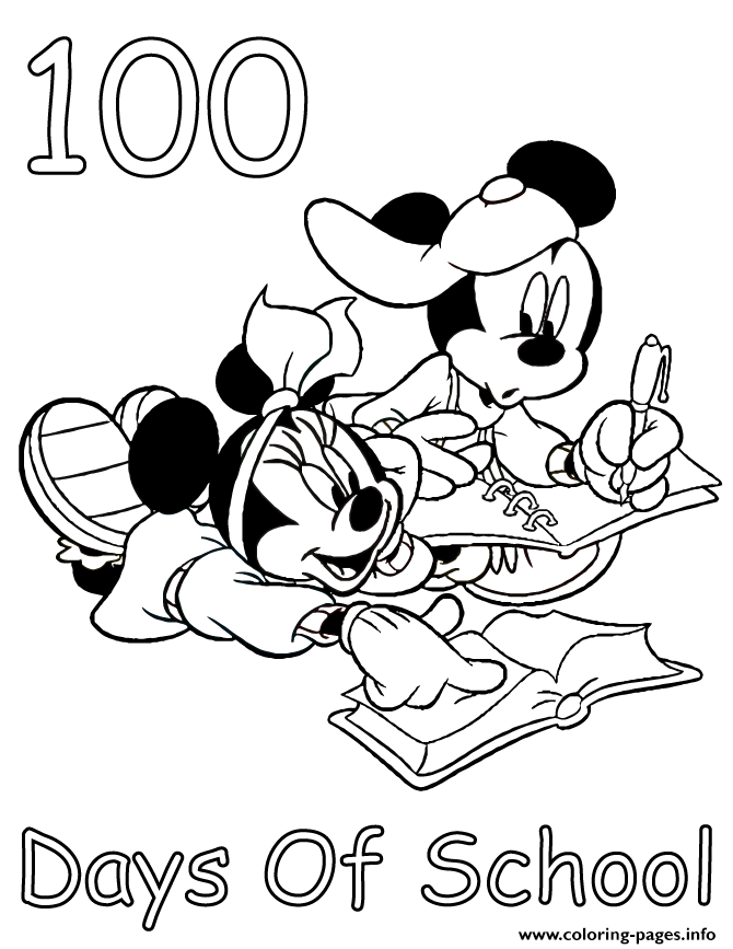 Mickey And Minnie 100 Days Of School Disney coloring
