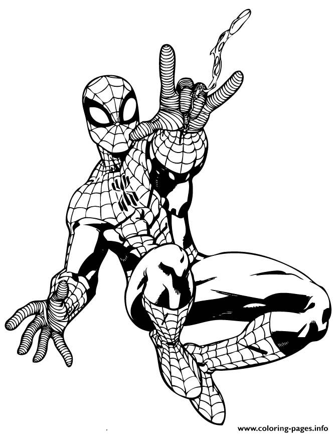 Spider Man Superhero For Kids Colouring Page coloring