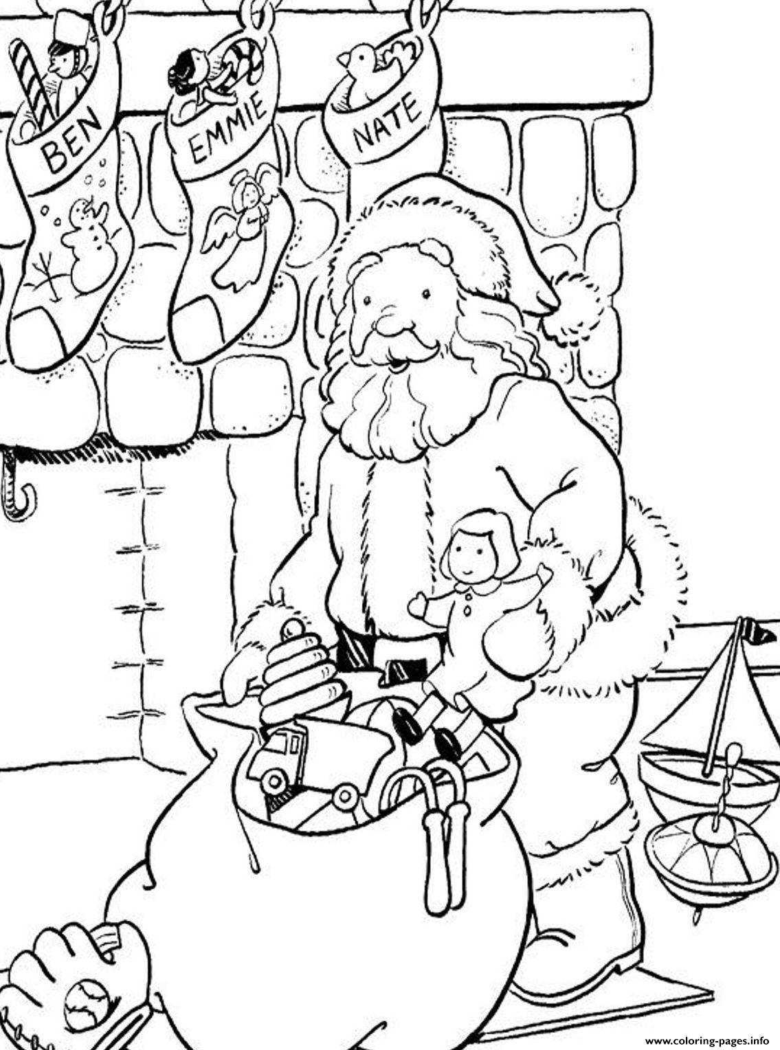 Fireplace And Stocking Santa S For Kids Printable3635 Coloring Pages
