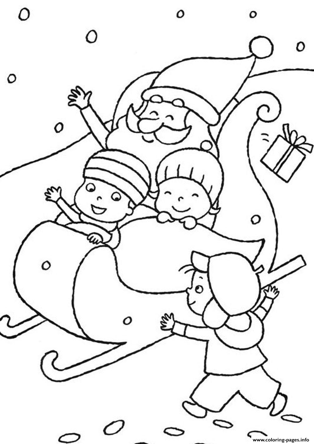 Kids Playing With Santa Claus S75b5 coloring