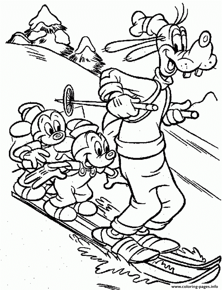 Disney Playing Skating In Winter For Kids20f20 Coloring page Printable