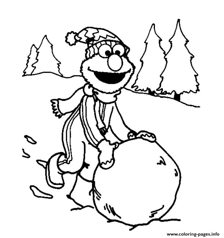 Elmo Playing Snow Winter S For Kids5cba coloring