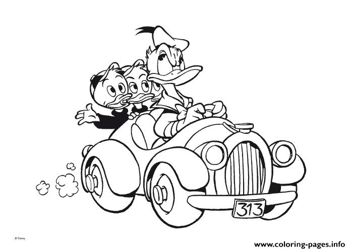 Donald Duck Driving With Kids Disney Sf93b coloring
