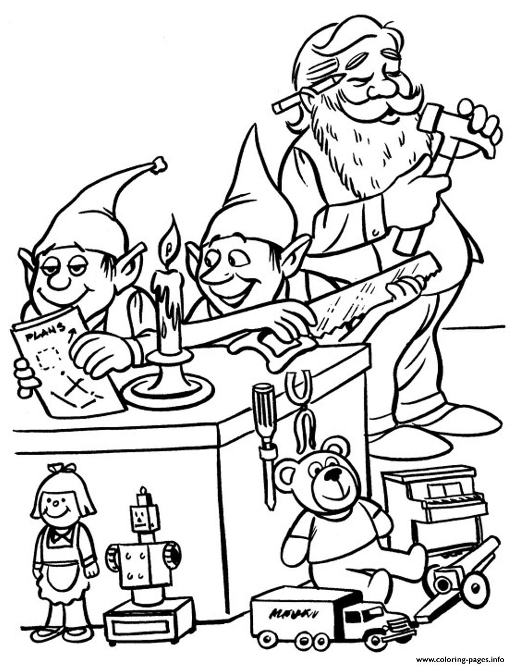 Elves And Santa Christmas S For Kids4a74 Coloring Page Printable