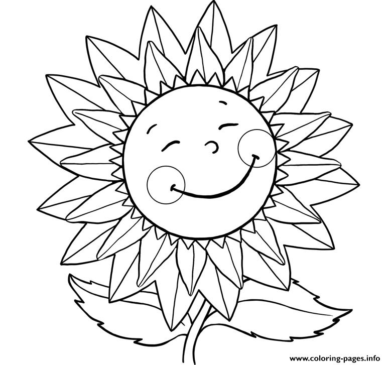 Sunflower Smiling S For Kids With Flowersbc56 coloring