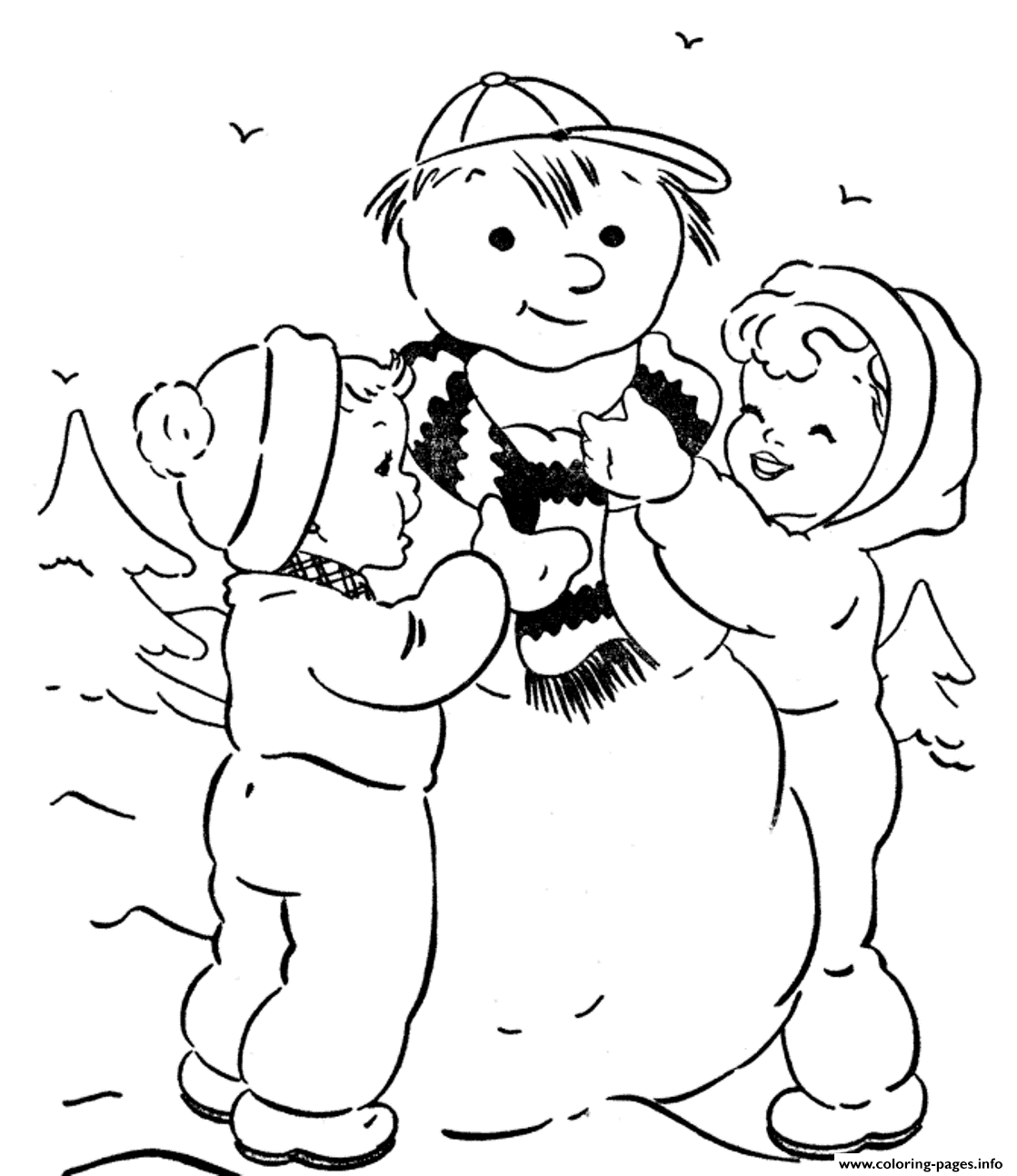 Kids Making A Snowman S To Print42b7 coloring