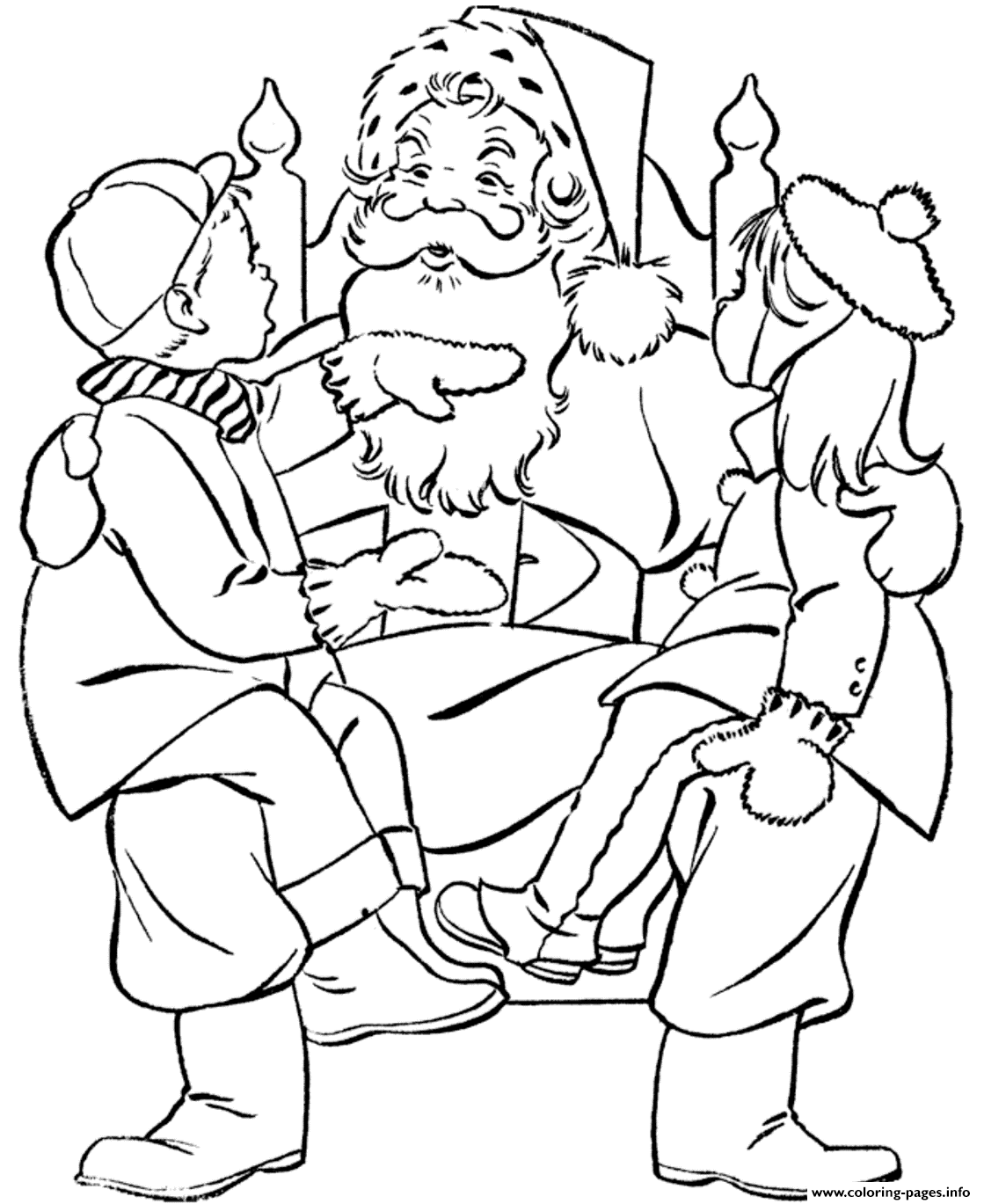 Download Kids And Santa Claus D429 Coloring Pages Printable