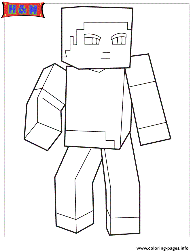 Minecraft Character Steve Looking Around Coloring Pages ...