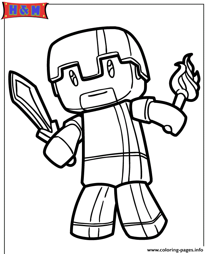 Download Minecraft Herobrine - Free Coloring Pages