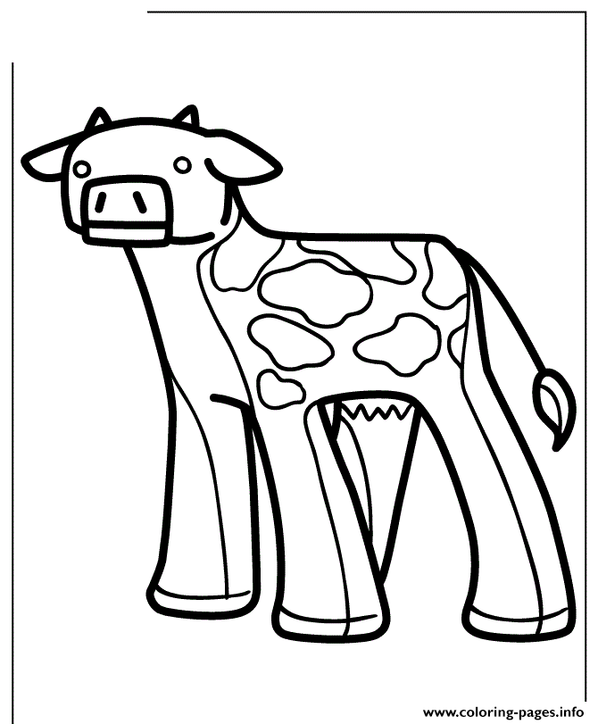 Cow Cartoon Minecraft Coloring page Printable