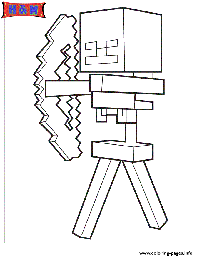 Skeleton And Arrow From Minecraft Game coloring