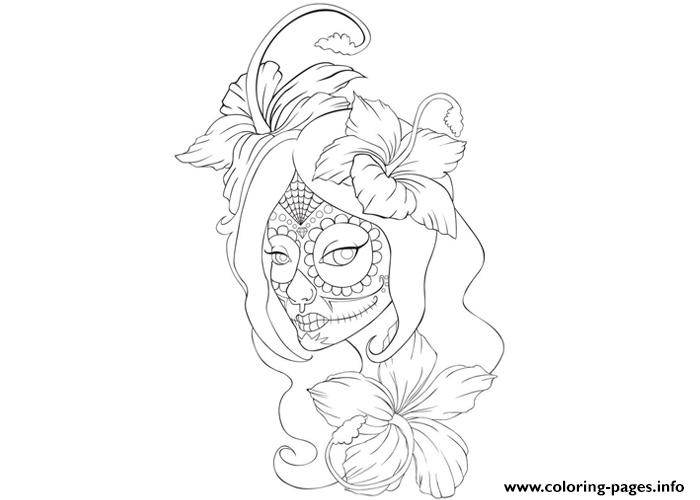 girl skull tattoo coloring page coloring pages printable