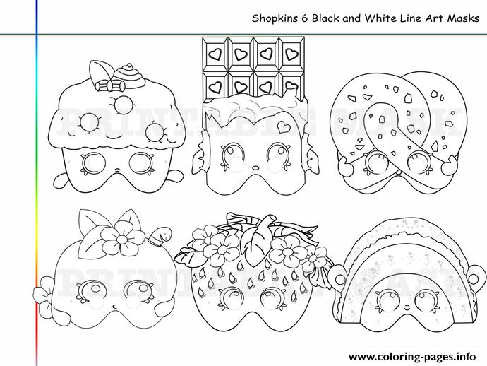 6 Shopkins Line Art Masks coloring