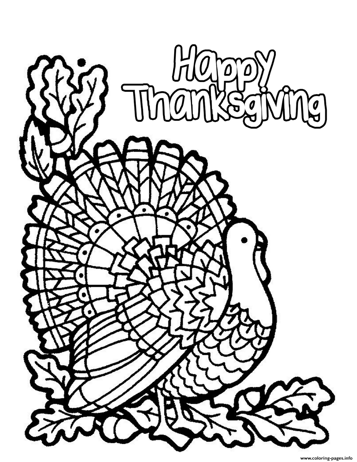 Turkey Happy Thanksgiving S To Printc461 Coloring page Printable