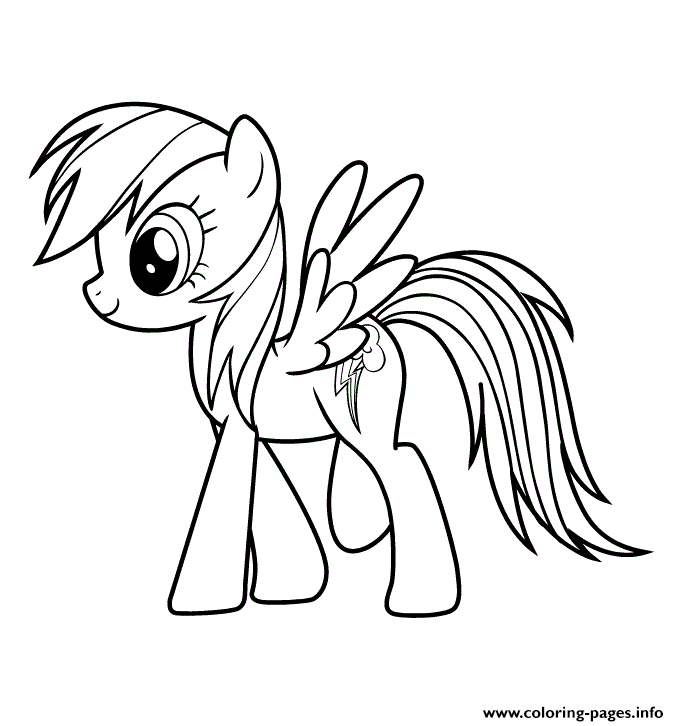 Rainbow Dash My Little Pony Cartoon Coloring Pages Printable