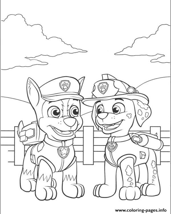 Paw Patrol Marshall Talking With Chase coloring pages