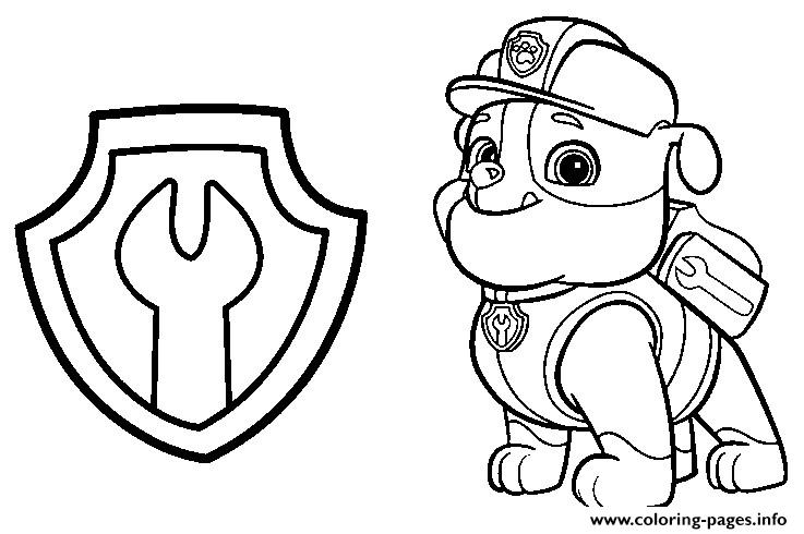 Paw Patrol Rubble Mechanic Badge Coloring Printable