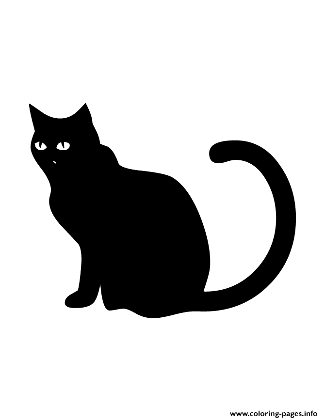 Black Cat Silhouette Coloring Pages Printable