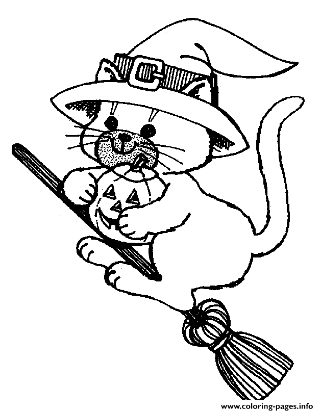 Cat On A Broom Stick C881 coloring