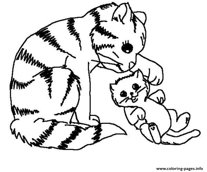 Mommy Cat Plays With Her Kid 6309 coloring