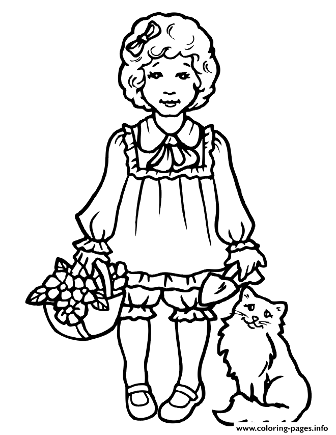 Cat And Girly Girl 815f coloring