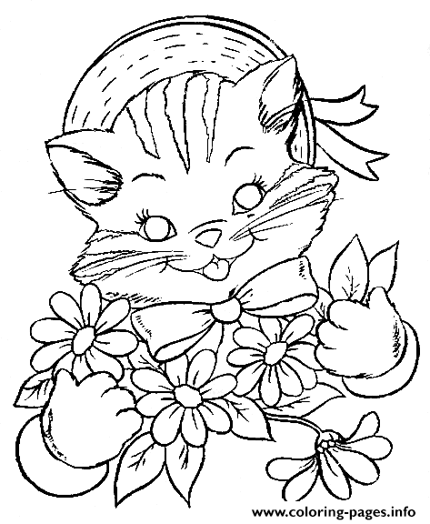 Cat That Loves Flower Animal Sdd7e coloring