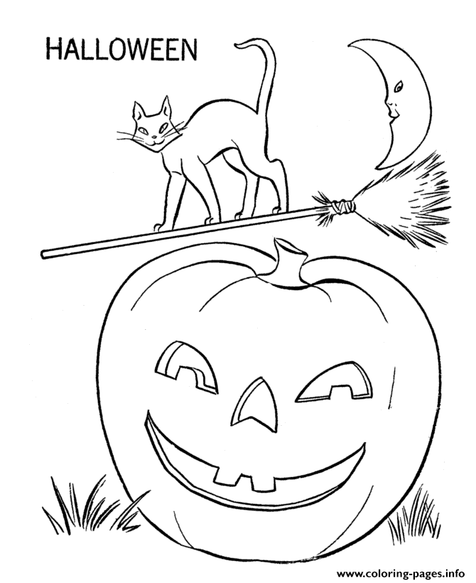 Cat And Pumpkin S Printable For Halloweenf721 coloring