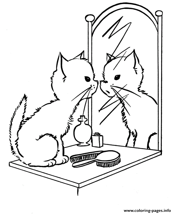 Cat On The Mirror 5df8 coloring