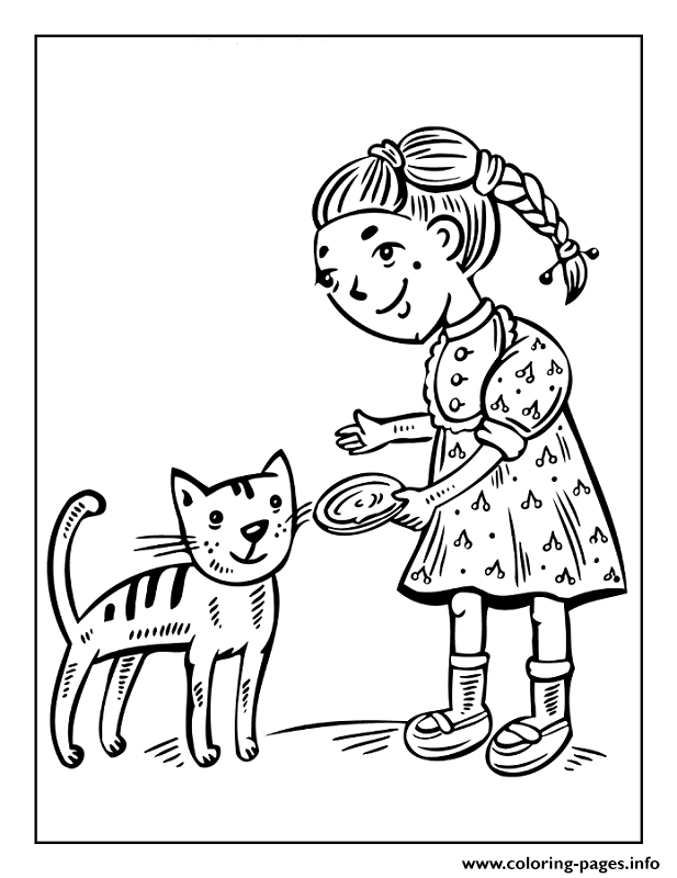 Little Girl Feeding Cat 99b1 coloring