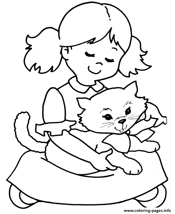 A Cat On His Owner Lap Animal S577d coloring