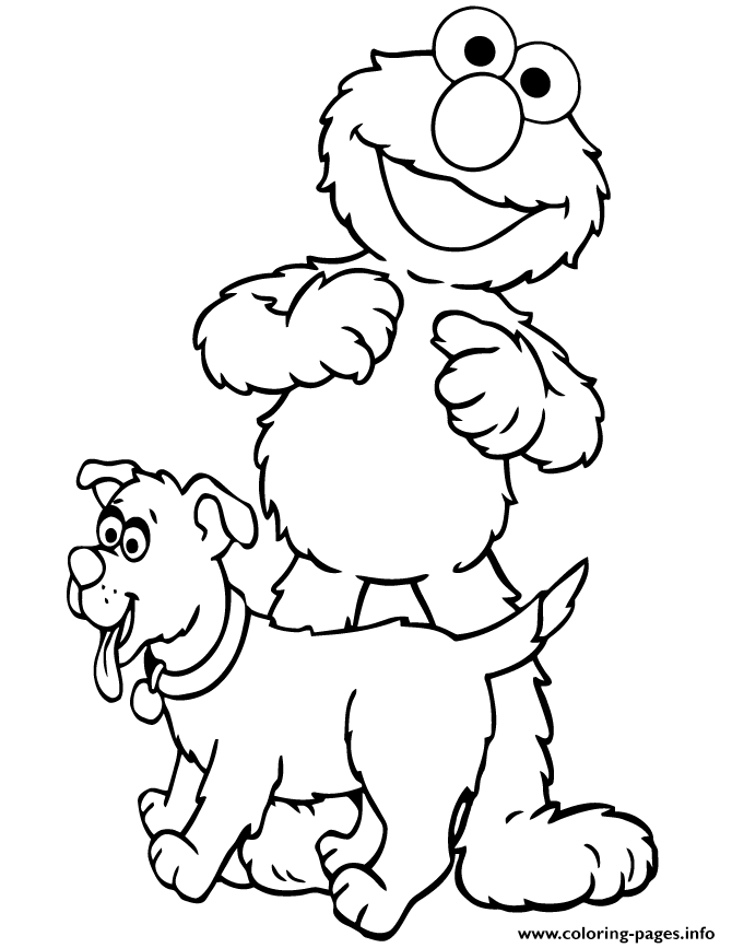 Elmo With Puppy coloring