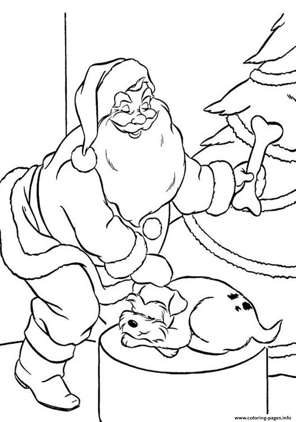 Coloring Pages Of Santa Claus And Puppys Present54da coloring