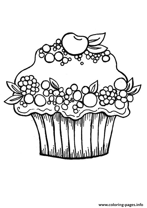 The Berry Cupcake Fruits Coloring Pages Printable