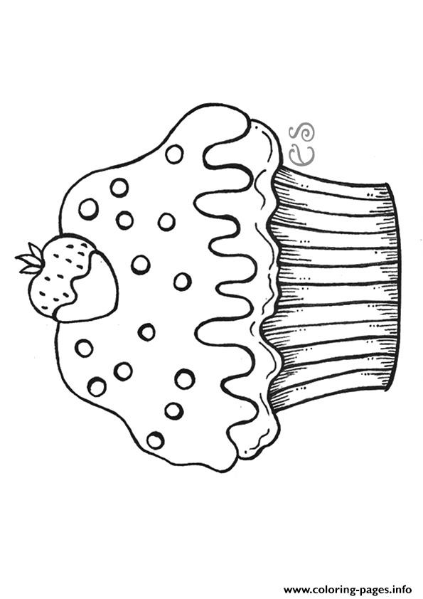 Download The Yummy Strawberry Cupcake Coloring Pages Printable