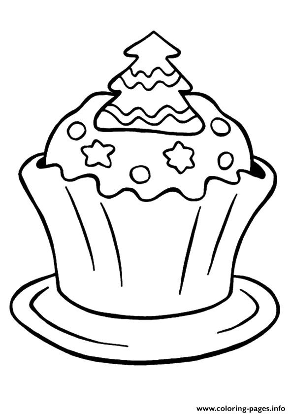 Christmas Cupcake Coloring Pages Printable