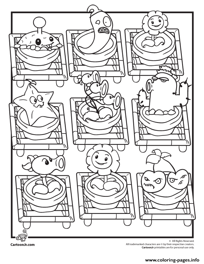 plants vs zombies plants characters list coloring pages