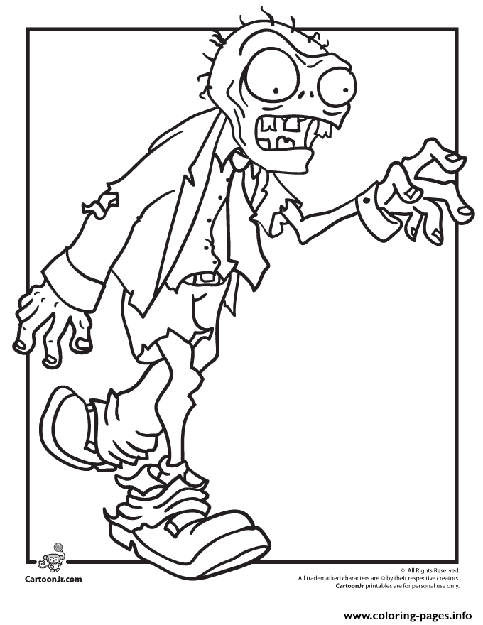 zombie crazy plants vs zombies coloring pages printable