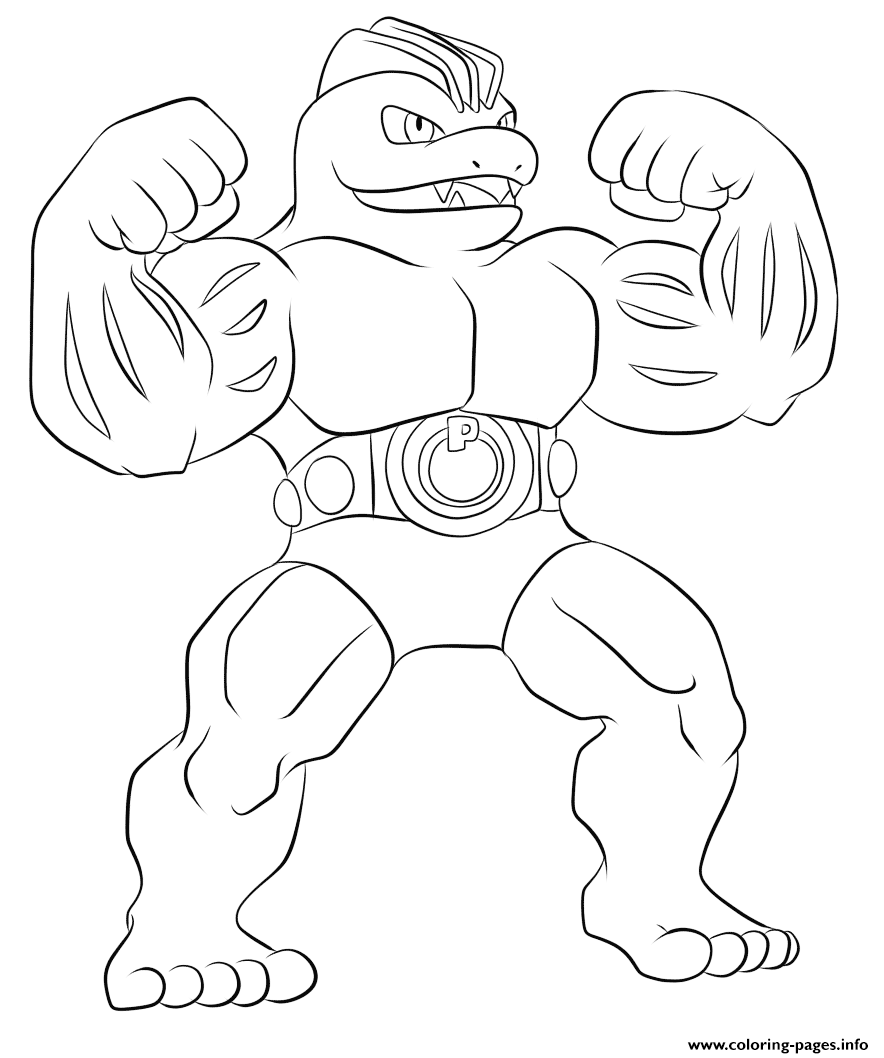 machoke coloring page in black and white pokemon