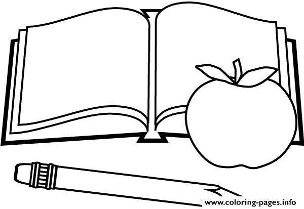 Book Apple Pen Back To School Coloring Pages Printable