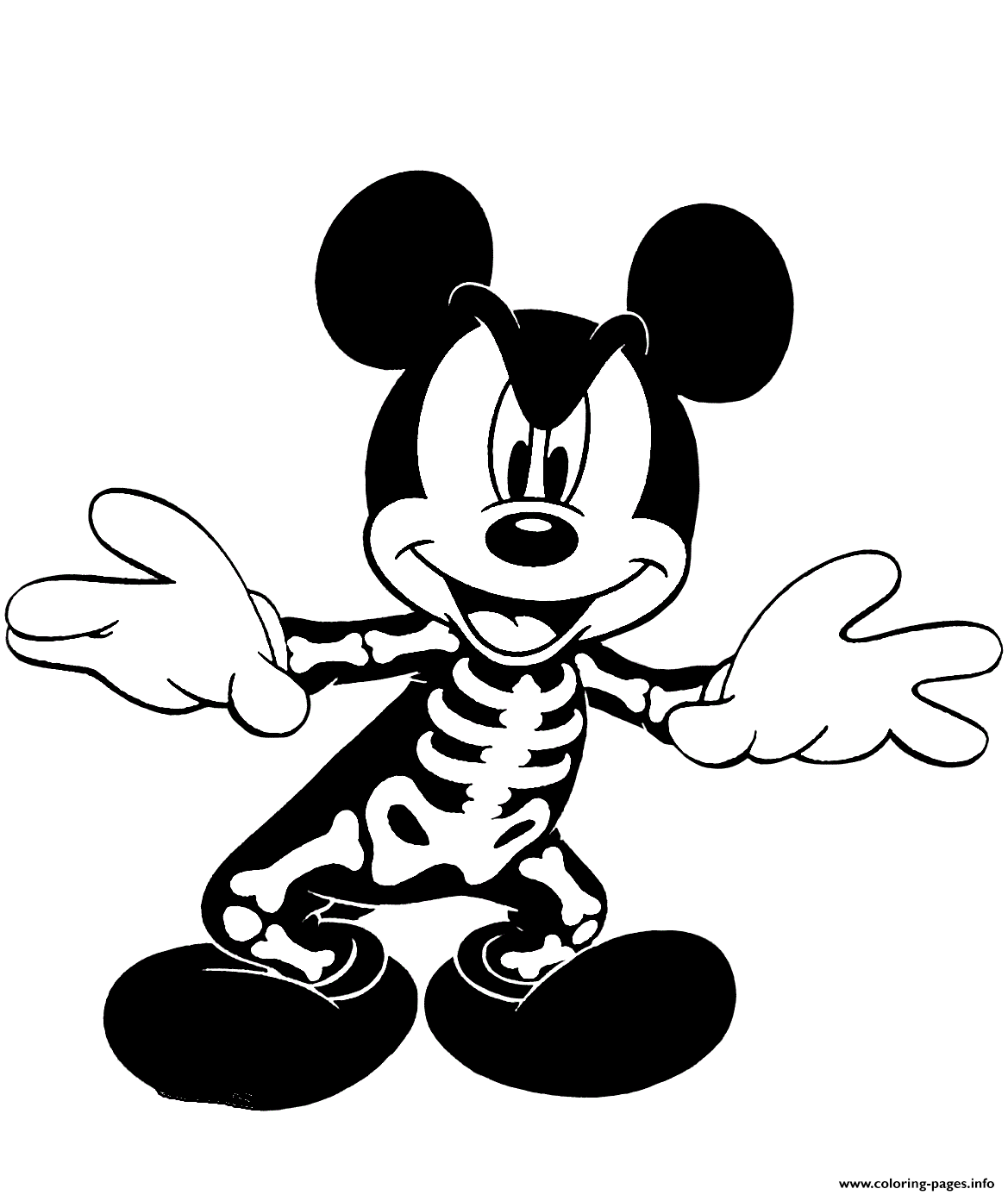 Mickey Mouse As A Skeleton Disney Halloween coloring