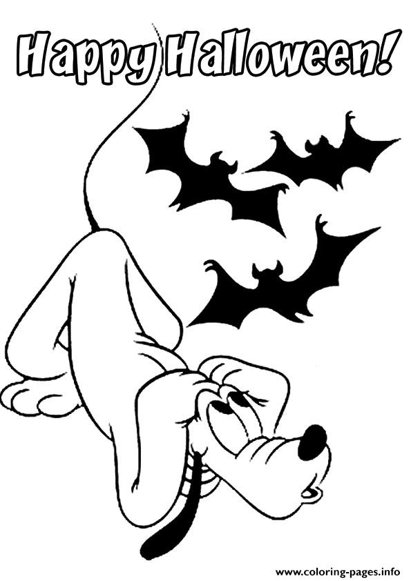 Pluto With Bats Disney Halloween coloring