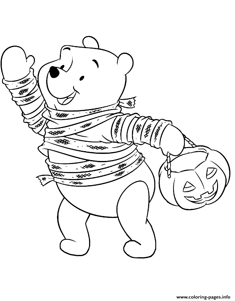 Winnie Trick Or Treating Disney Halloween Coloring Pages Printable