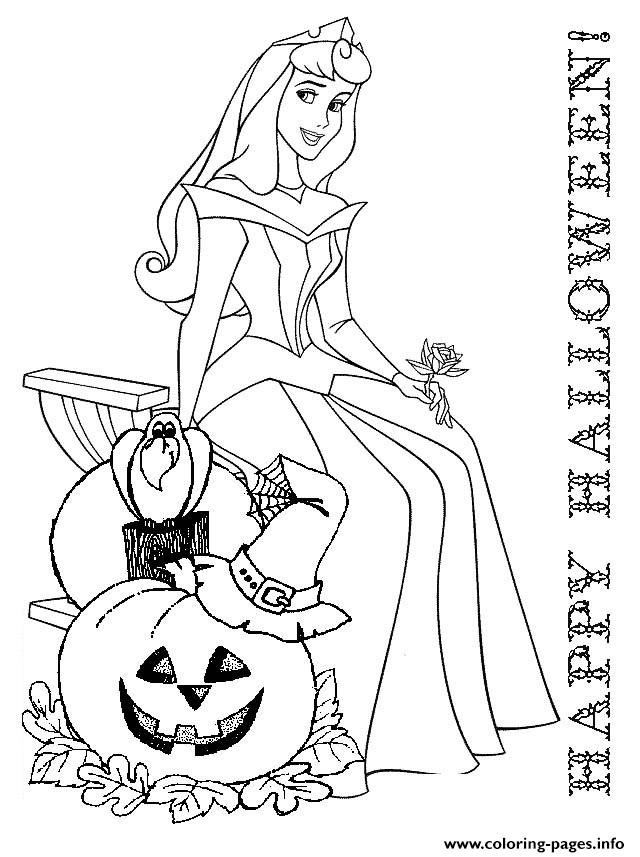 Cute Princess Disney Halloween Coloring Pages Printable