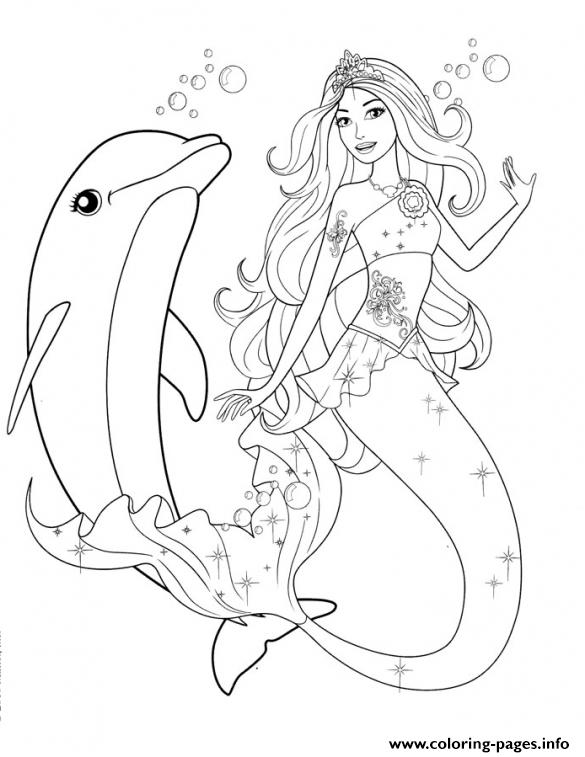Girls S Barbie Mermaid And Dolphin843e coloring
