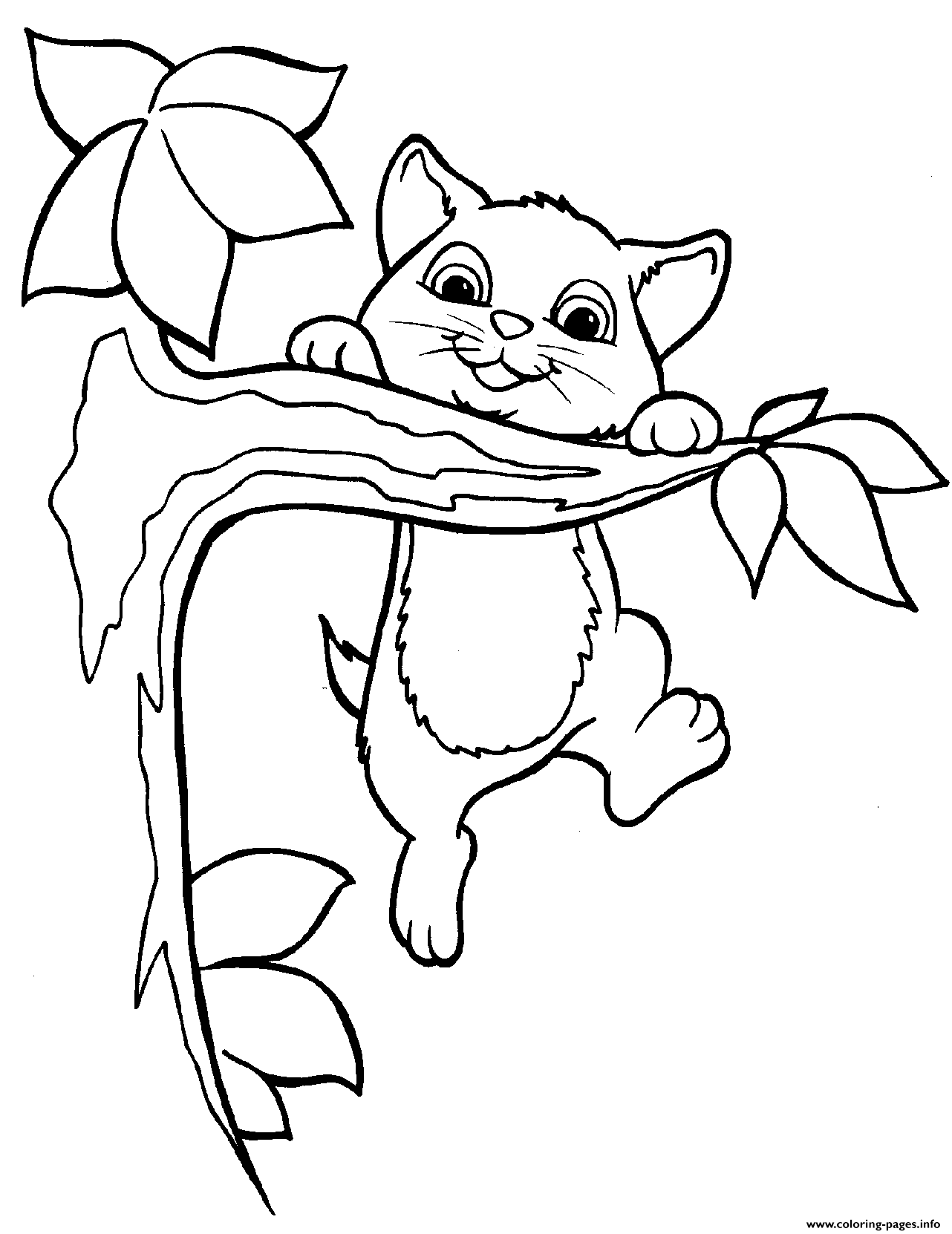 For Girls Kitten Coloring page Printable