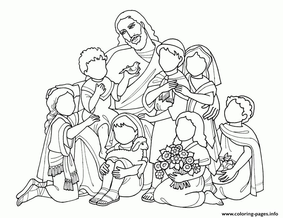 Jesus Loves Me With Children Coloring page Printable