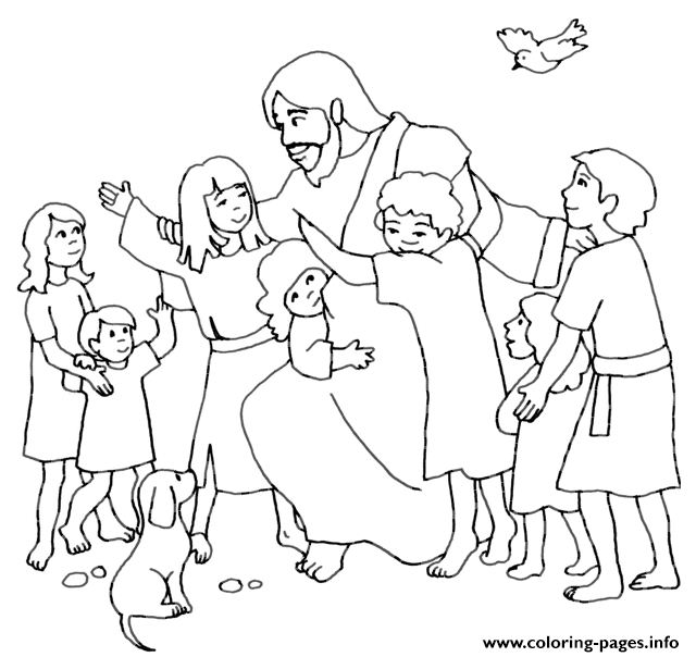 jesus blessing children coloring page