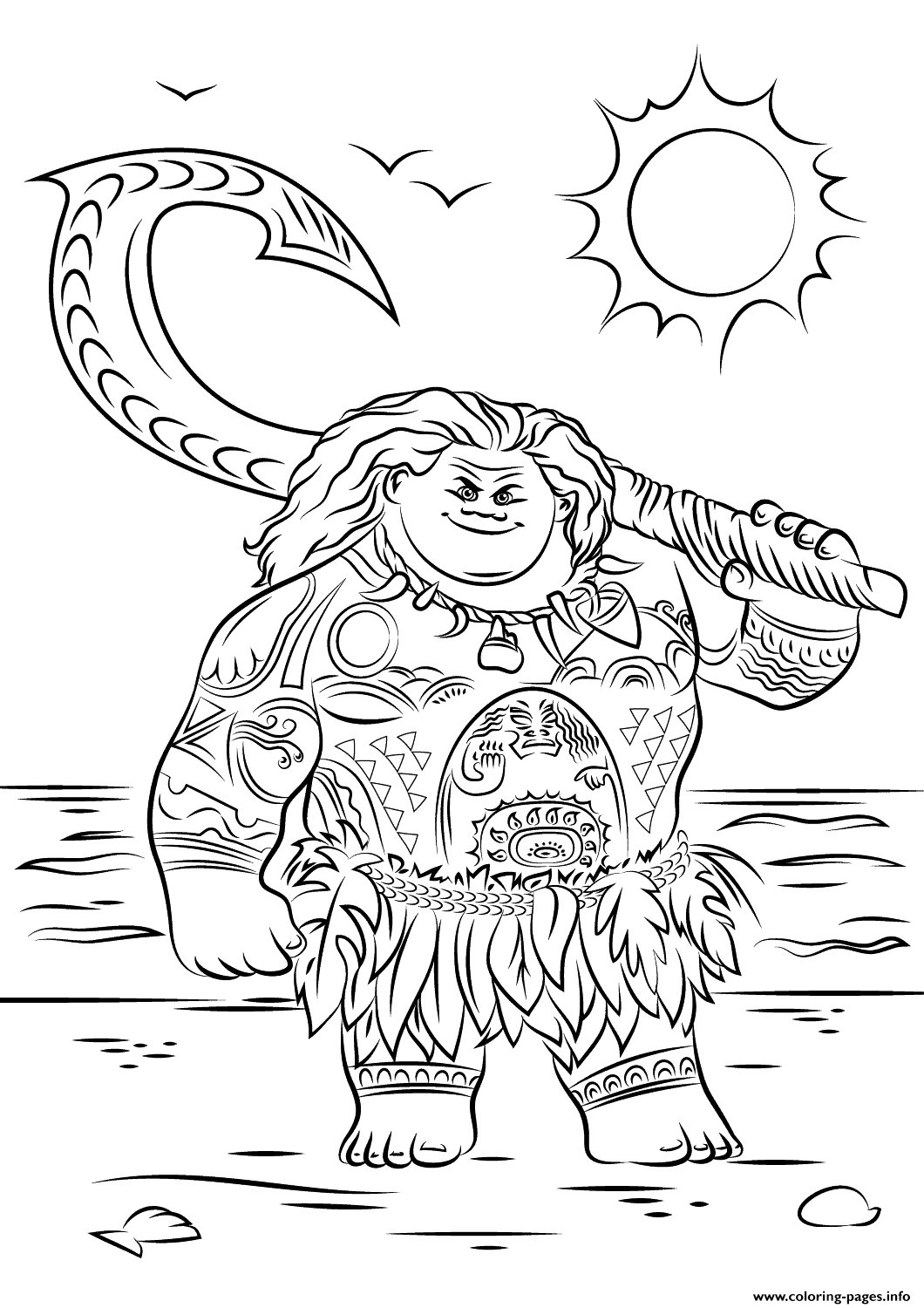 Download Maui From Moana Disney Coloring Pages Printable