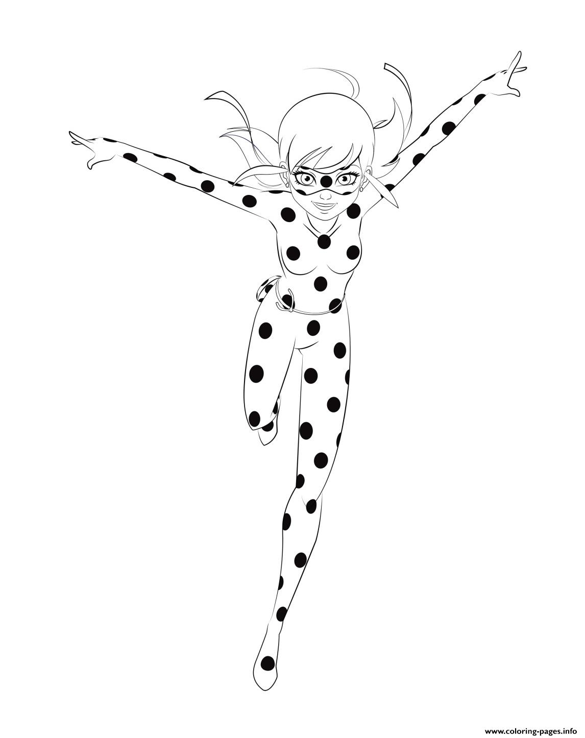 Miraculous Ladybug Is Running Coloring Pages Printable